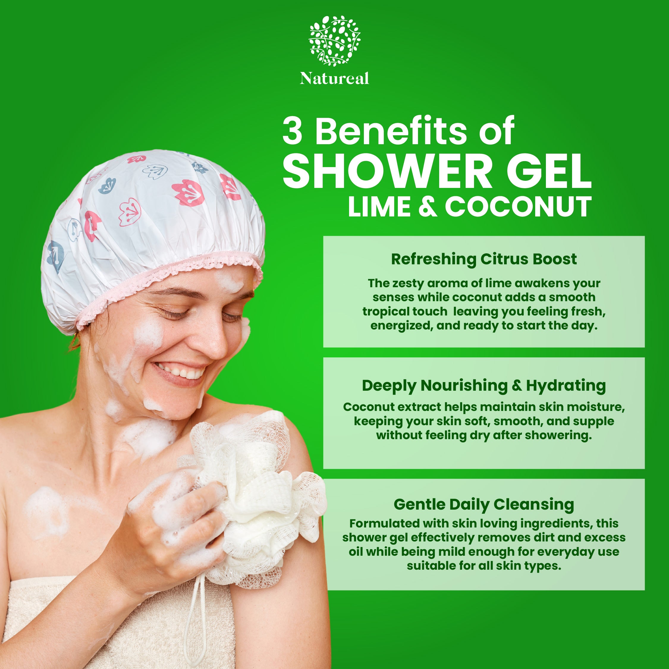 Natureal Organic Mexican Lime & Coconut Energizing Shower Gel 500ML - Image 8