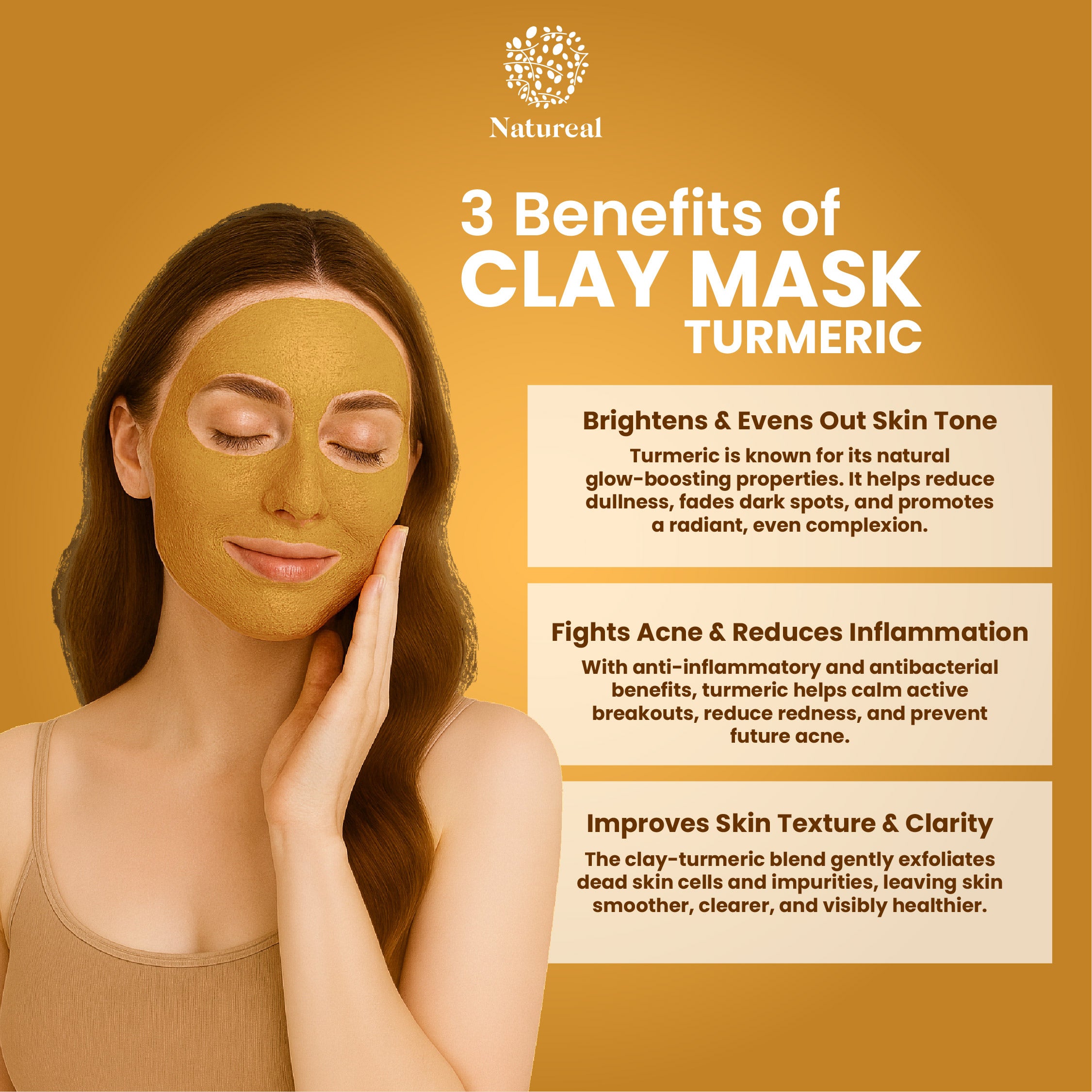 Natureal Organic Indian Turmeric Clay Mask 60g for Brightening and Even Skin Tone - Image 5